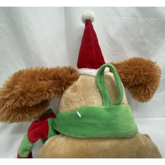 Christmas Stocking Musical Flop-Eared Doggie with Hanger  Plush 22” Working RARE - Picture 9 of 12